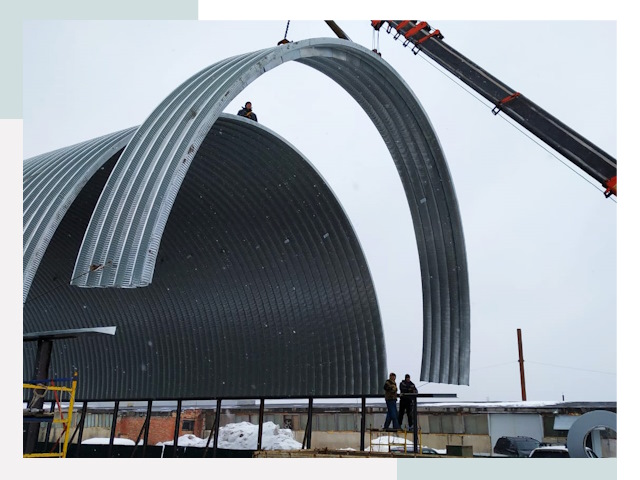 Полукруглые ангары в Добрянке